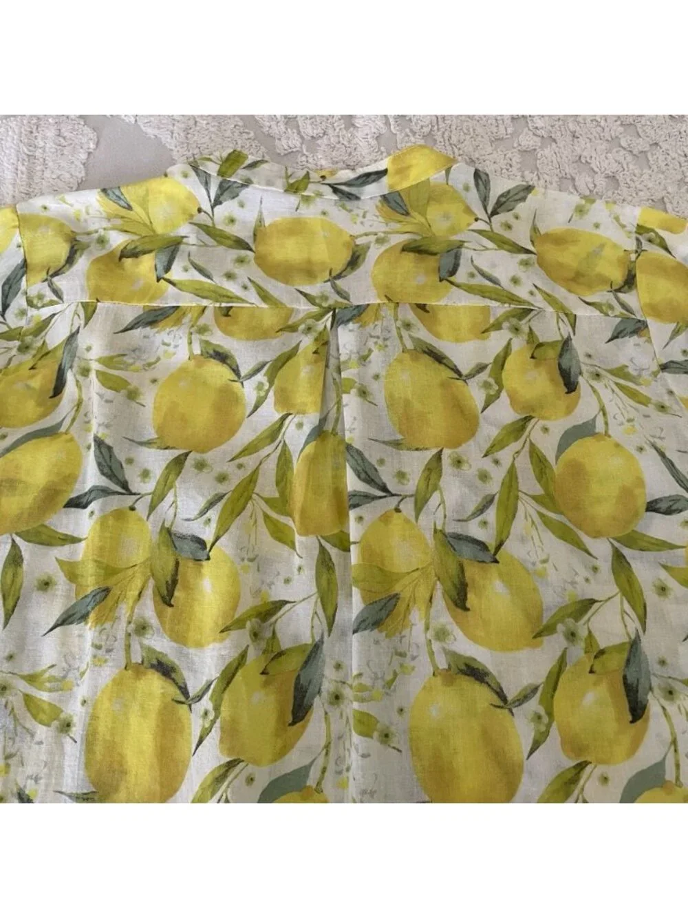 Cotton Voile Lemon Shirt Dress in Limoncello Made In Italy Large Or OS Vacation - Picture 9 of 12